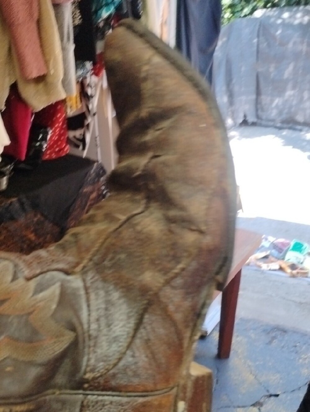 Justin Boots Brown Leather Embroidered Western Cowboy Boots - Picture 4 of 7
